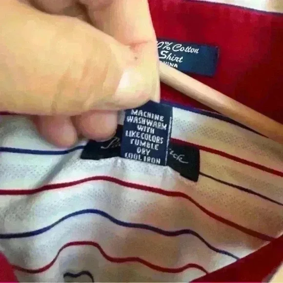 Paul Fredrick 100% Cotton long sleeve button up shirt men’s size L pinstripes - Picture 4 of 4